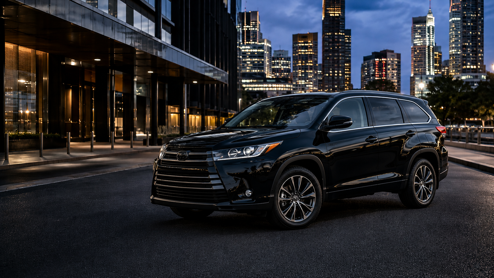 Black Premium SUV in Melbourne cityscape